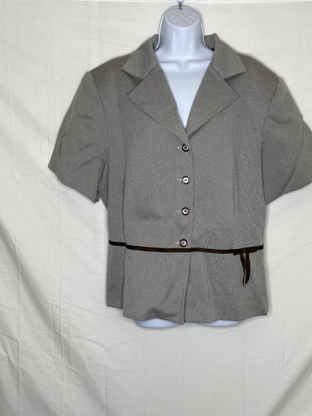 Short-Sleeve Women's Peplum Blazer in Gray